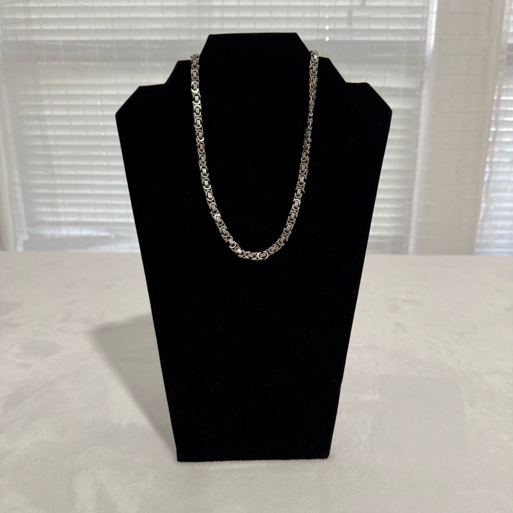 Vintage Italian Sterling Silver 925 Chain Necklace Geometric Link